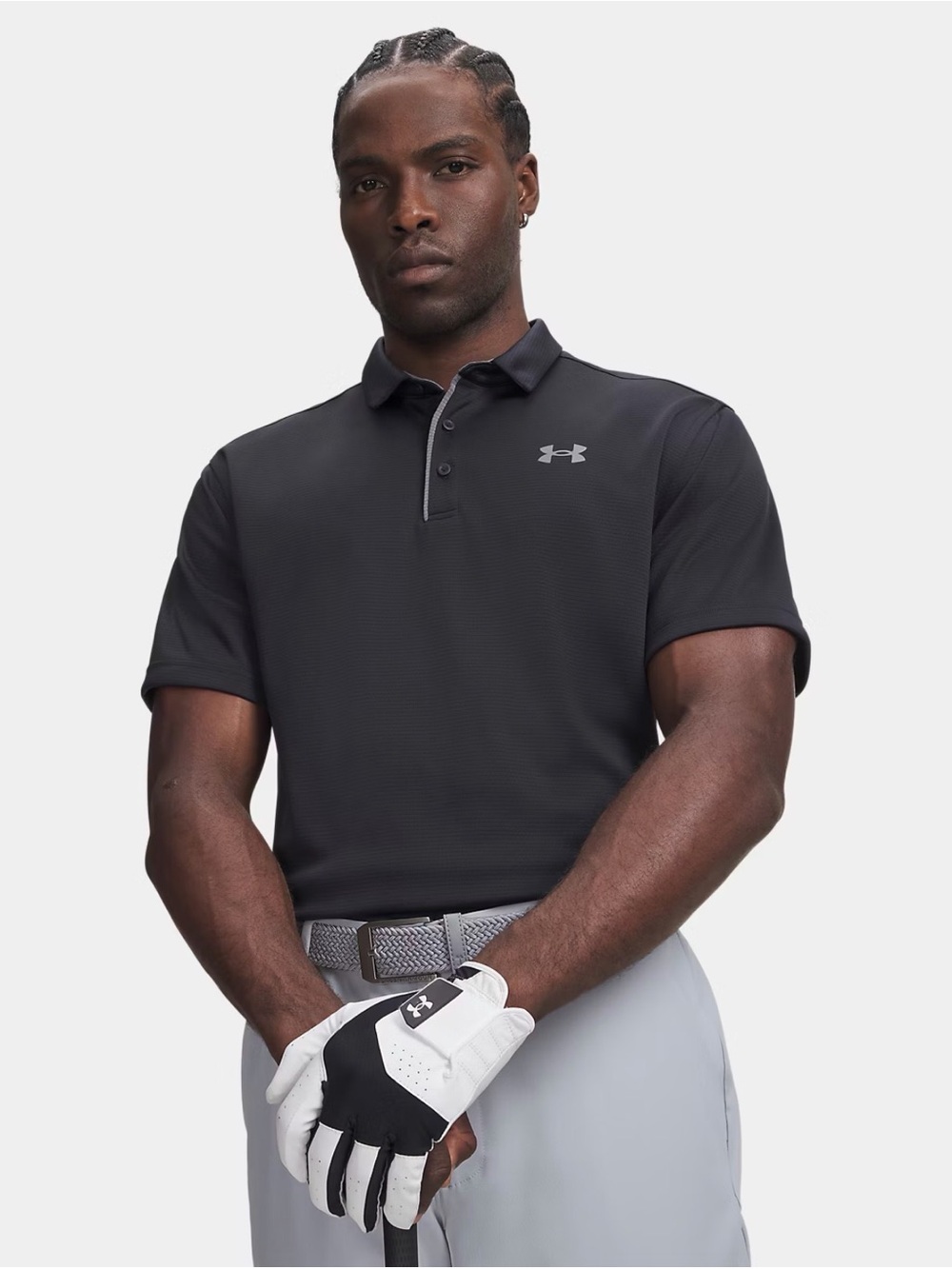 Under Armour Men's Black Loose Fit Moisture Wicking Polo W/Gray Trim 3XL